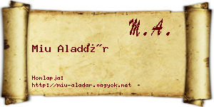 Miu Aladár névjegykártya